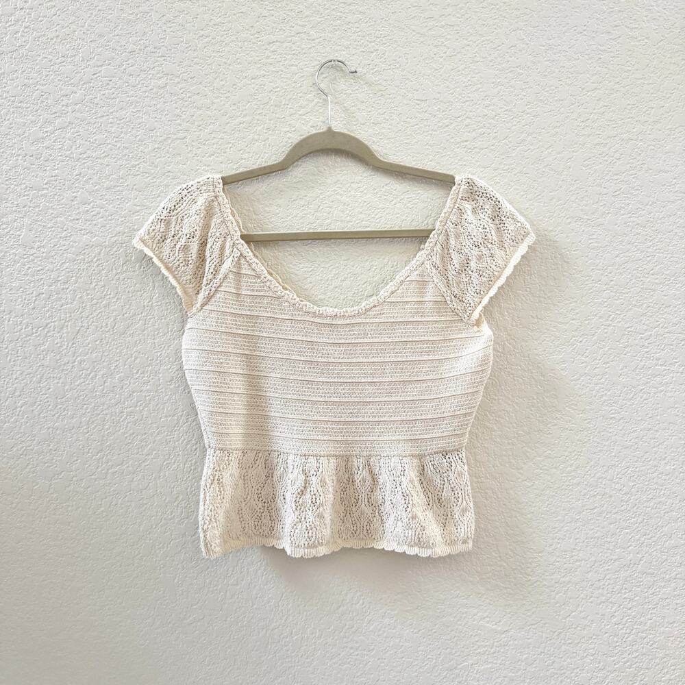 Zara Cropped Crochet Knit Top